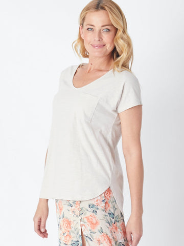 Cotton Blend Pocket Tee - Sand 22378-S - Spring/Summer