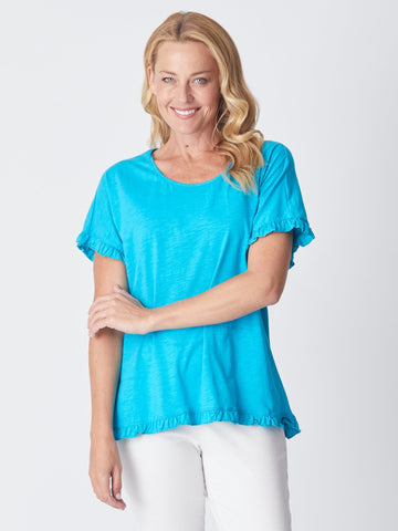 RUFFLE CORE TOP - Turq 26423 - Spring/Summer