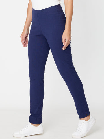FULL LENGTH COTTON PANT(COTTOLENE - the new bengaline) - NAVY 25963- SC - All