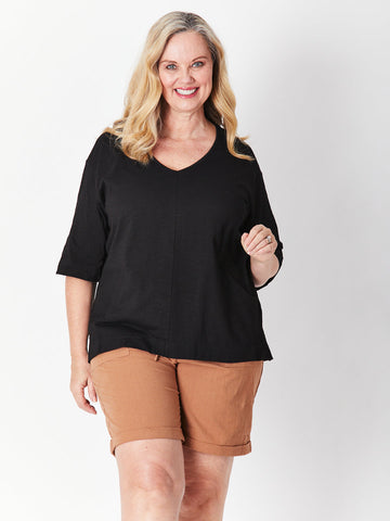Olga Drop Shoulder Top - Black 27512-S - Spring/Summer