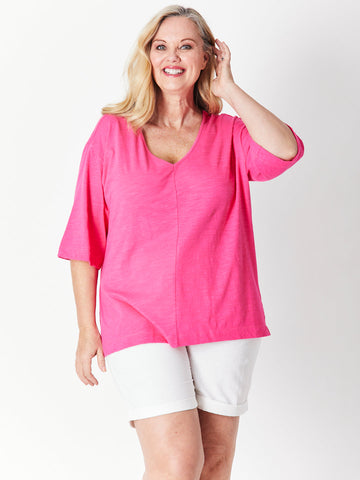 Olga Drop Shoulder Top - Hot Pink 27512-S - Spring/Summer