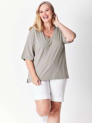 Olga Drop Shoulder Top - Stone 27512-S - Spring/Summer