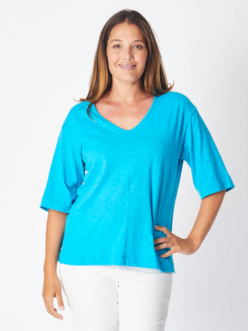 Olga Drop Shoulder Top - Turq 27512-S - Clothes for Senior & Elderly Women