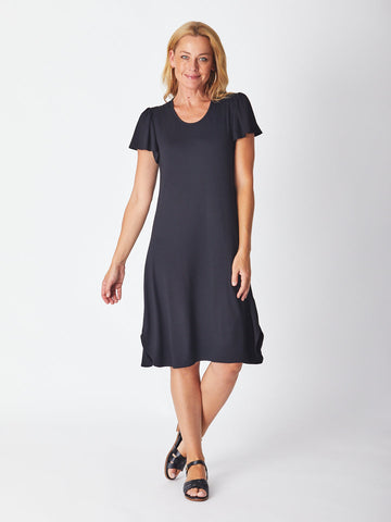Bamboo Belinda Swing Ruffle Slv Dress - 27603 - Black - Spring/Summer