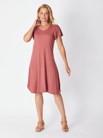 Bamboo Belinda Swing Ruffle Slv Dress - 27603 - Terracotta - Spring/Summer