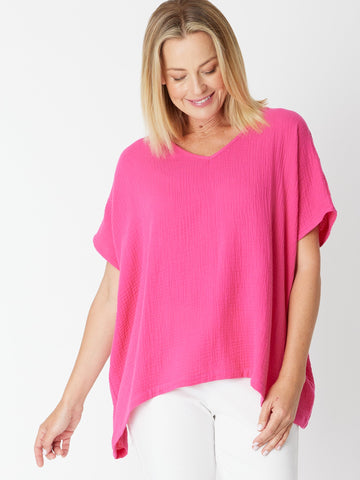 Bubble Cotton Kimono Top - Hot Pink -29381 - All