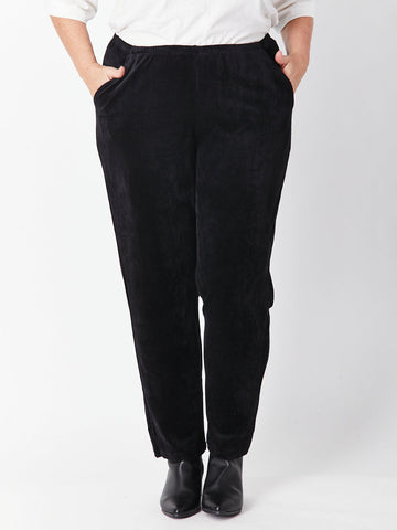 Velour Pocket Pant - Black - 29719 - Plus Size - Curvy Styles