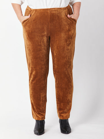 Velour Pocket Pant  - Camel - 29719 - Plus Size - Curvy Styles