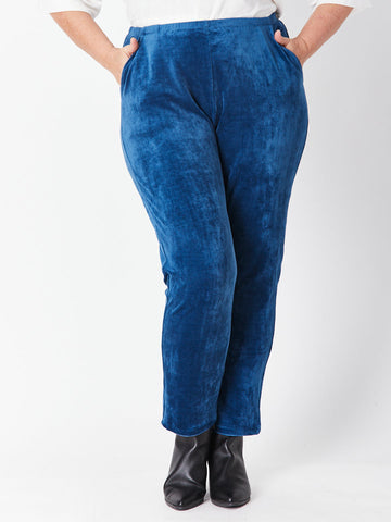Velour Pocket Pant - Teal - 29719 - Plus Size - Curvy Styles