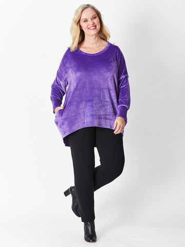 Velour Hilo Dolman Top - Lavender - 29725 - Plus Size - Curvy Styles