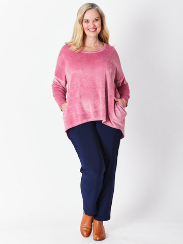 Velour Hilo Dolman Top - Rose 29725 - Plus Size - Curvy Styles