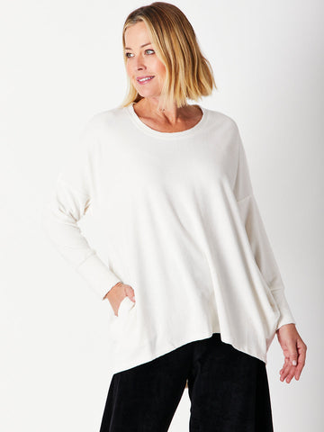 Velour Hilo Dolman Top - Winter White 29725 - Plus Size - Curvy Styles