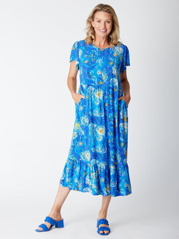 Flutter Slv Tier Dress - Electric 30424 - Spring/Summer