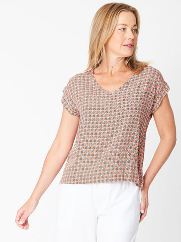 Teardrop Print Top- Orange Petrol 30473 - Spring/Summer