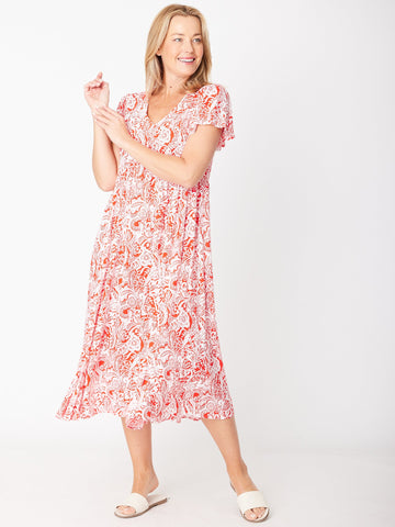 Maxi Flounce Dress- Red White 30581 - Spring/Summer