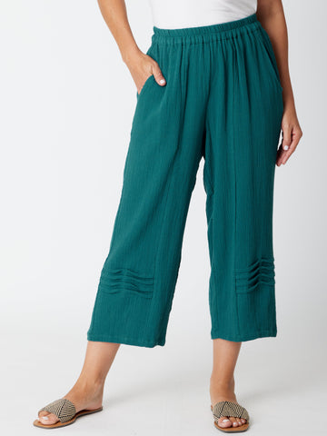 Bonded Pintuck 3/4 Pant - 30660 Teal - Spring/Summer