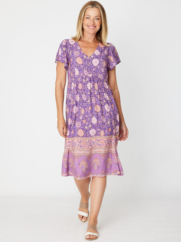 Flounce Sleeve Dress- 30674 Lavender - Spring/Summer