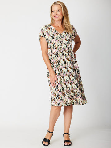 Flounce Sleeve Dress- 30674 Sage Fleur - Spring/Summer