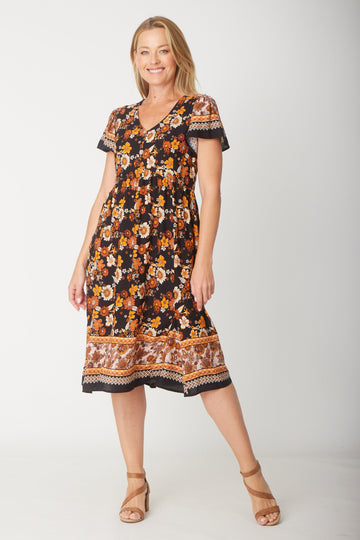 The Flounce Dress - Black/Print 30818 - Spring/Summer