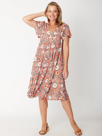 The Flounce Dress - Silver Floral 30818 - Spring/Summer