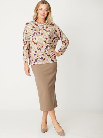 Loose Cowl Loose Top - Beige - 30967 - Plus Size - Curvy Styles