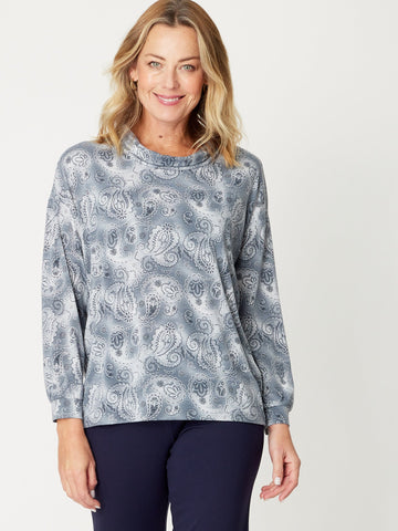 Loose Cowl Loose Top - Silver - 30967 - Plus Size - Curvy Styles