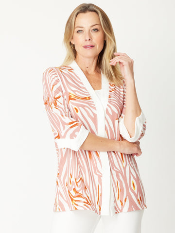 Spliced Print Jacket - Pink/Ivory - 30973 - All