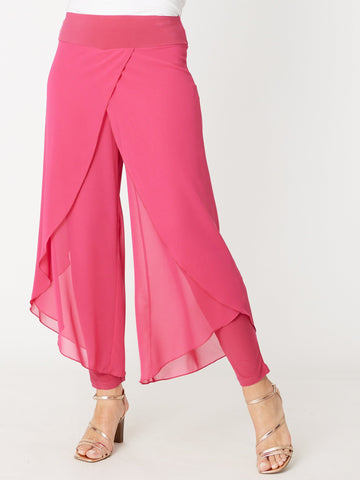 Gilliana Chiffon Overlay Pant - Fushia - 31360 - Spring/Summer