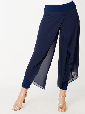 Gilliana Chiffon Overlay Pant - Navy - 31360 - Spring/Summer