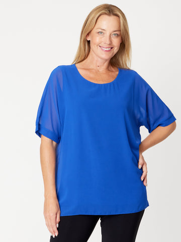 Gilliana Chiffon Overlay Core Top - Electric - 31364 - Spring/Summer
