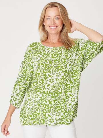 Summer Ease Rayon  Top- Green -31377 - Spring/Summer