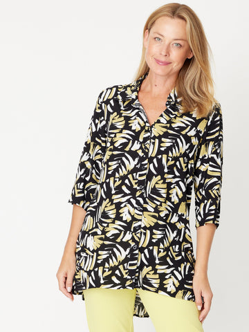 Drama Hi Lo Shirt- Black/Print - 31379 - Cordelia St