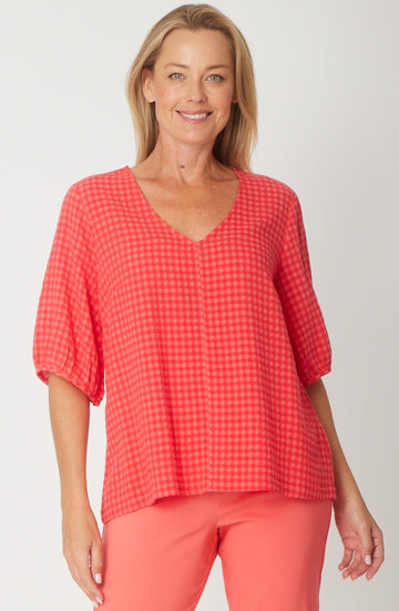Victoria Textured Top - Coral -31405 -
