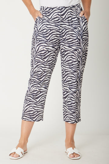 Bengal Print Crop Pant - Black Print - 31565 - Clothes for Senior & Elderly Women