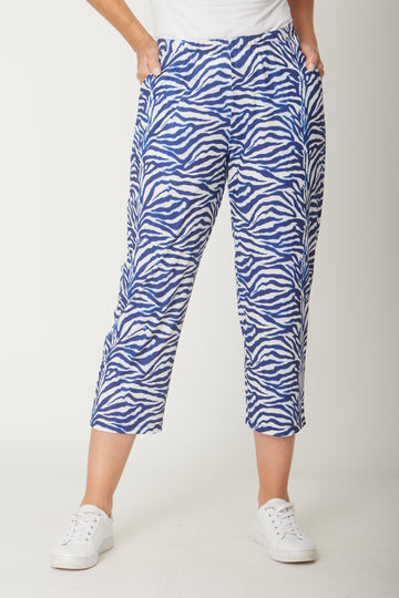 Bengal Print Crop Pant - Navy Print - 31565 - Clothes for Senior & Elderly Women