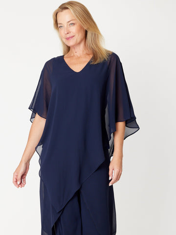 Gilliana Chiffon Top - Navy 31585 - Spring/Summer