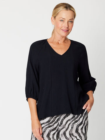 Bubble Cotton Top - Black -31660 -