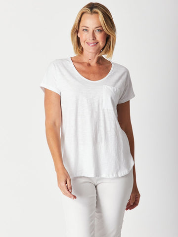 Cotton Blend Pocket Tee - White 22378-S - Spring/Summer