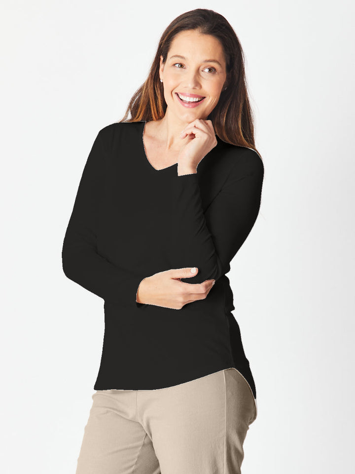 V Long Sleeve Core Top - Black - 18109