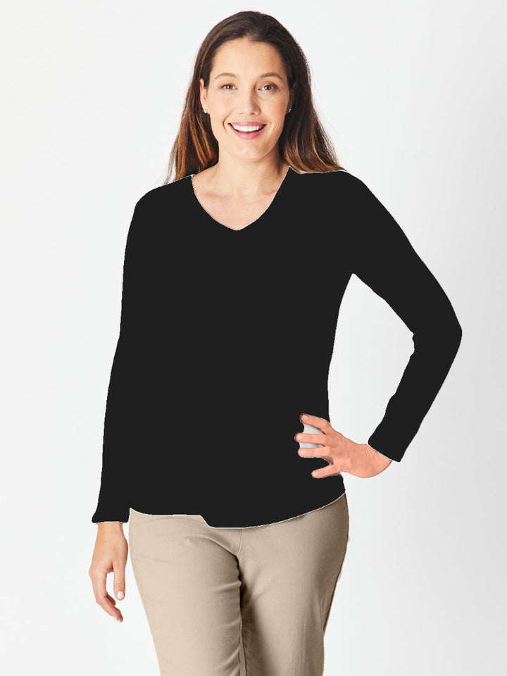 V Long Sleeve Core Top - Black - 18109