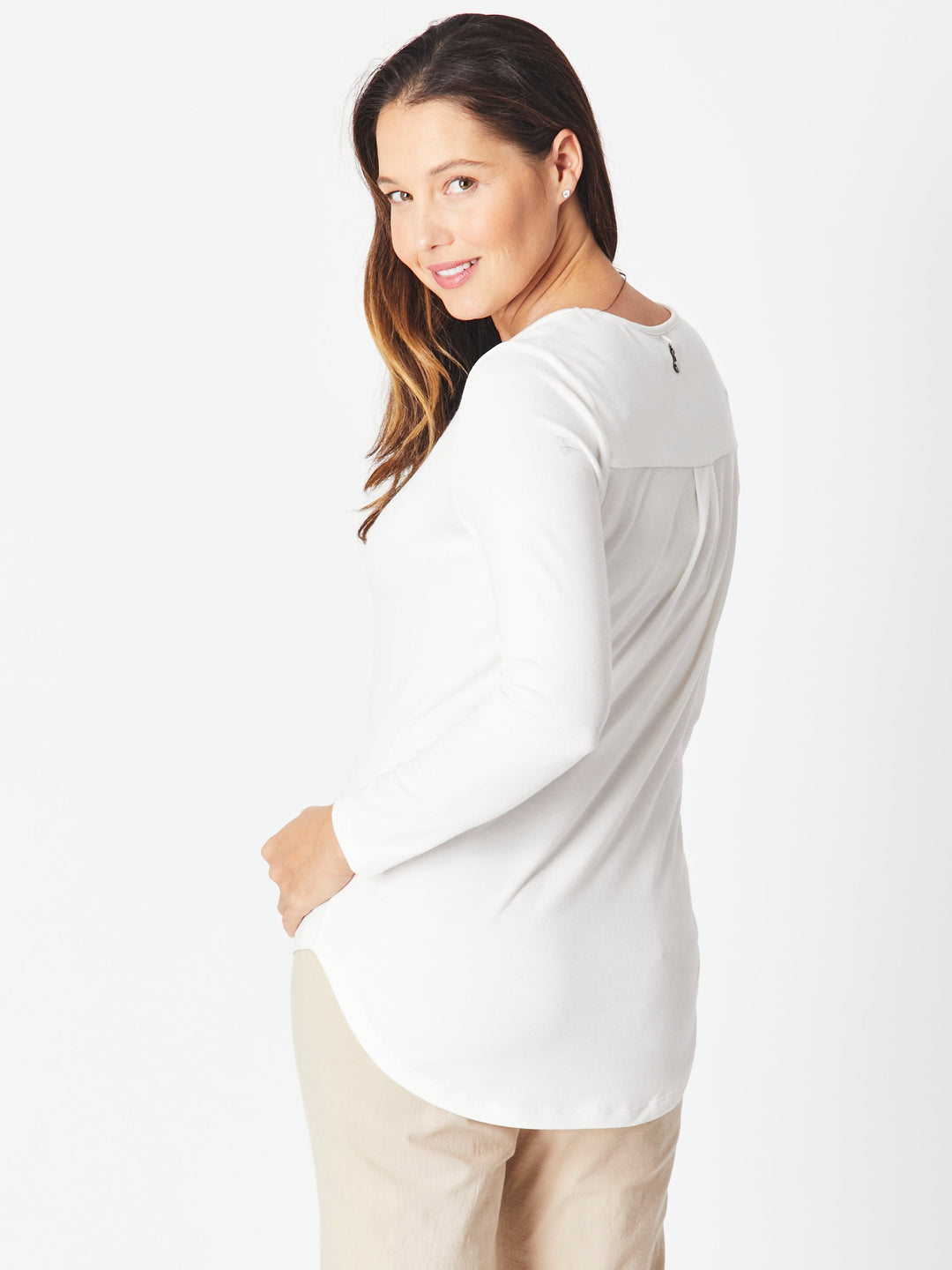 V Long Sleeve Core Top - White ( Ivory) - 18109
