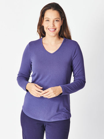 V Long Sleeve Core Top - Lavender 18109- S - Tops