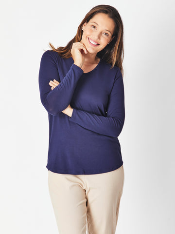 V Long Sleeve Core Top - Navy - 18109 - Tops