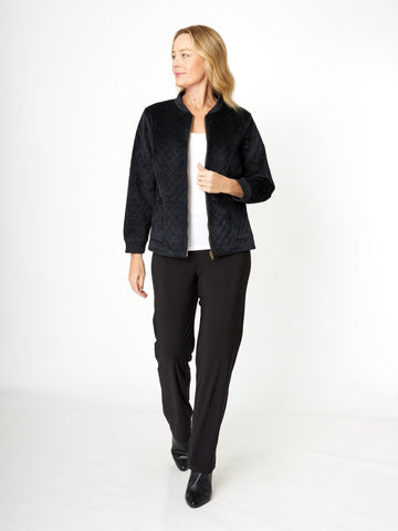 Quilted Jacket with Rib- Black - 31174 - Clothes for Senior & Elderly Women