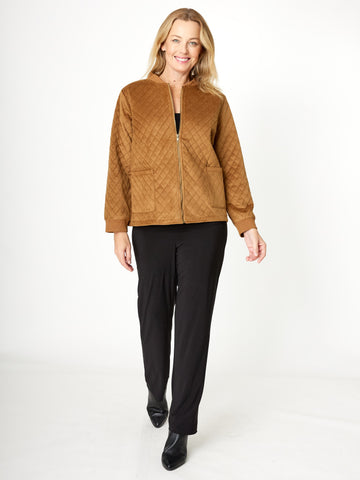 Quilted Jacket with Rib- Toffee - 31174 - Clothes for Senior & Elderly Women