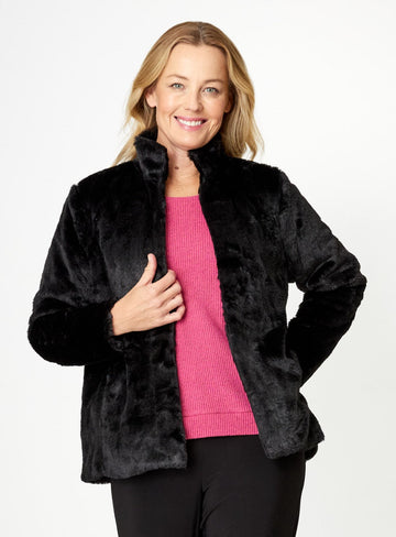 Fur Edge To Edge Cardy - Black - 31662 - New Arrivals