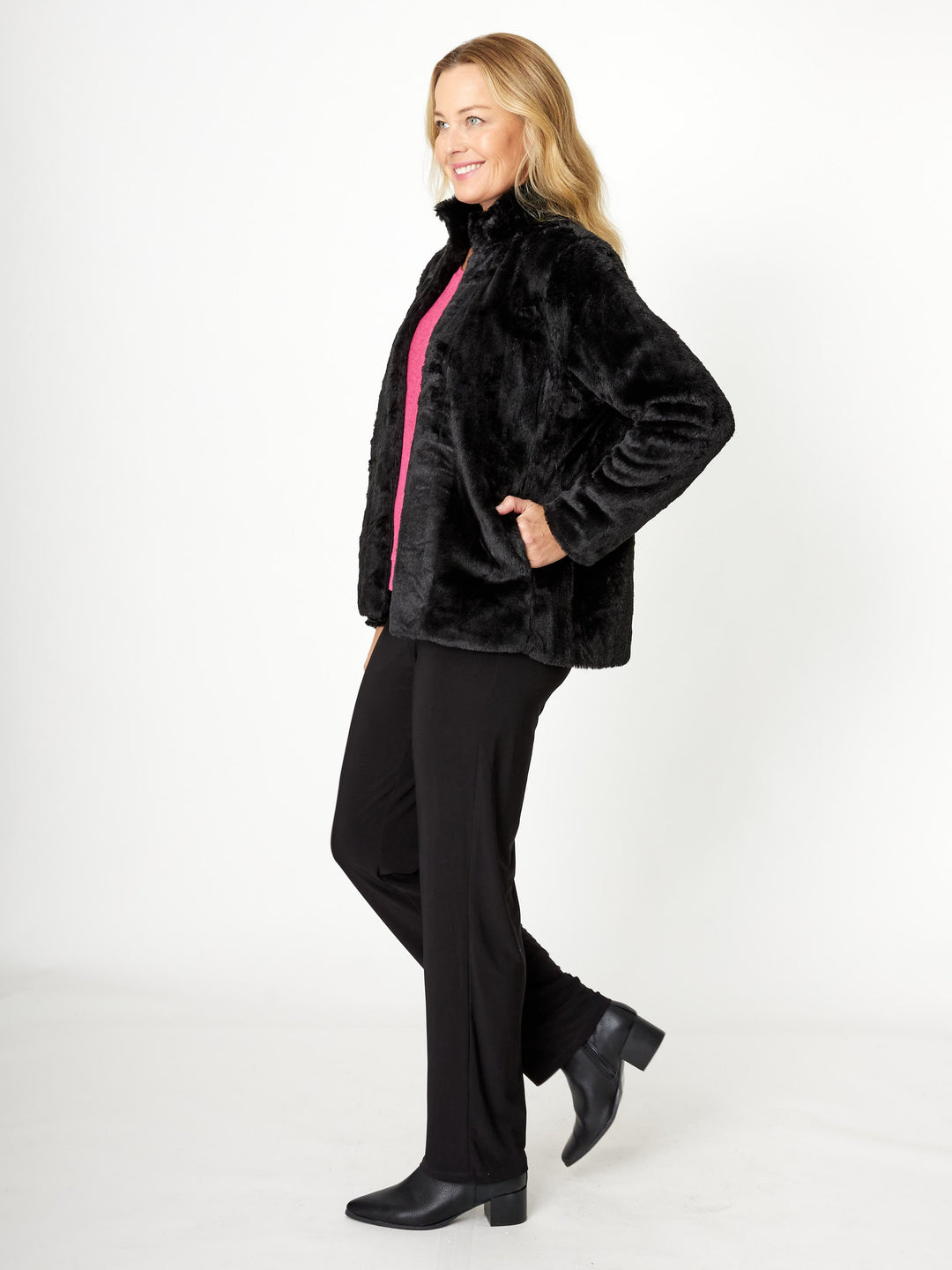 Fur Edge To Edge Cardy - Black - 31662