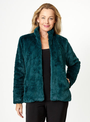 Fur Edge To Edge Cardy - Forest - 31662 - New Arrivals