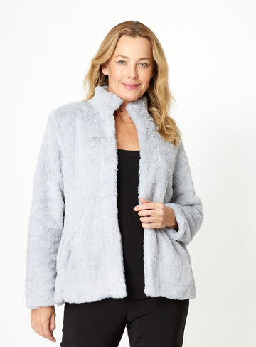 Fur Edge To Edge Cardy - Silver - 31662 - New Arrivals