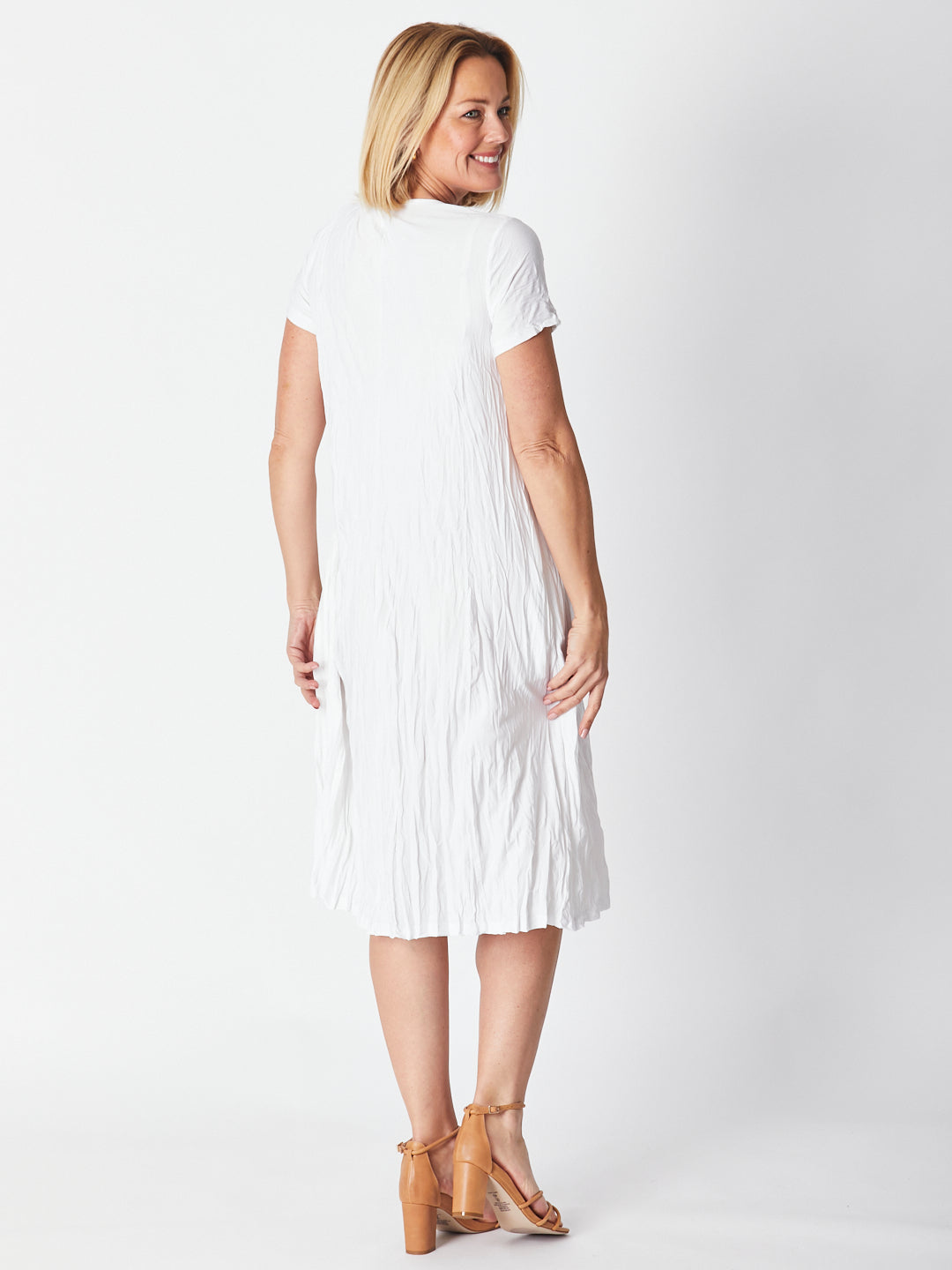Cap Sleeve Stella Dress - White - 30915